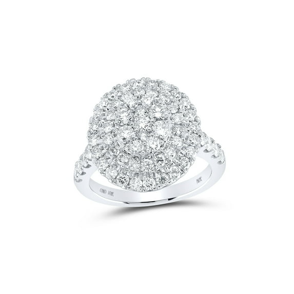 10kt White Gold Womens Round Diamond Cluster Ring 1-7/8 Cttw