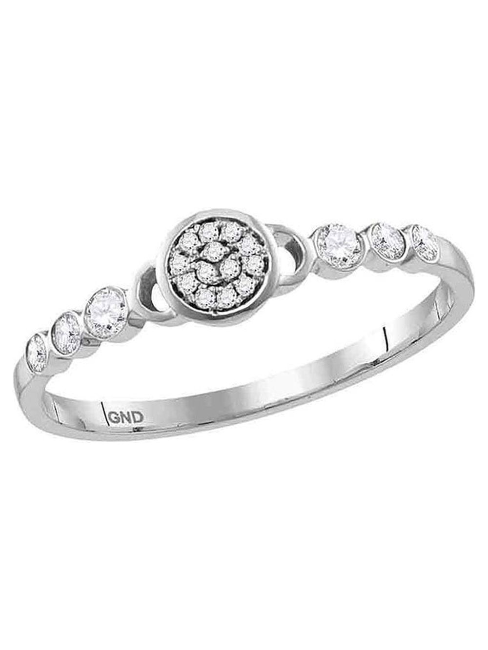 10kt White Gold Womens Round Diamond Cluster Stackable Band Ring 1