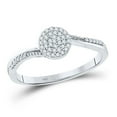 thumbnail image 1 of 10kt White Gold Womens Round Diamond Concentric Circle Cluster Ring 1/6 Cttw, 1 of 1