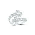 thumbnail image 1 of 10kt White Gold Womens Round Diamond Cross Cuff Band Ring 3/4 Cttw, 1 of 1