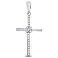 thumbnail image 1 of 10kt White Gold Womens Round Diamond Cross Pendant 1/12 Cttw, 1 of 2