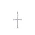 thumbnail image 1 of 10kt White Gold Womens Round Diamond Cross Pendant 3/8 Cttw, 1 of 1