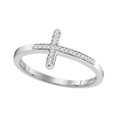 thumbnail image 1 of 10kt White Gold Womens Round Diamond Cross Religious Band Ring 1/20 Cttw, 1 of 1