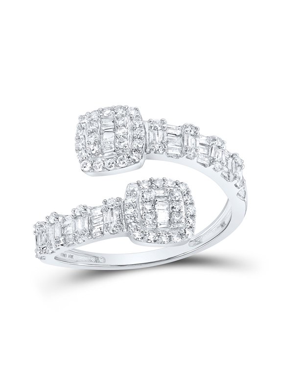 10kt White Gold Womens Round Diamond Cushion Cuff Band Ring 5/8 Cttw