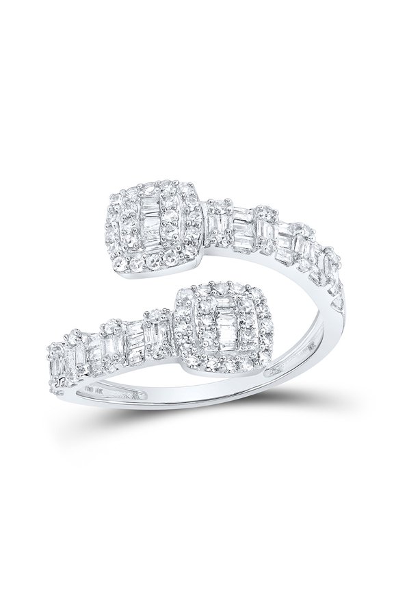 10kt White Gold Womens Round Diamond Cushion Cuff Band Ring 5/8 Cttw