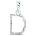 thumbnail image 1 of 10kt White Gold Womens Round Diamond D Initial Letter Pendant 1/10 Cttw, 1 of 1
