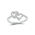 thumbnail image 1 of 10kt White Gold Womens Round Diamond Double Heart Ring 1/8 Cttw, 1 of 4