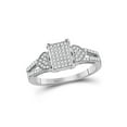 thumbnail image 1 of 10kt White Gold Womens Round Diamond Double Heart Square Cluster Ring 1/4 Cttw, 1 of 1