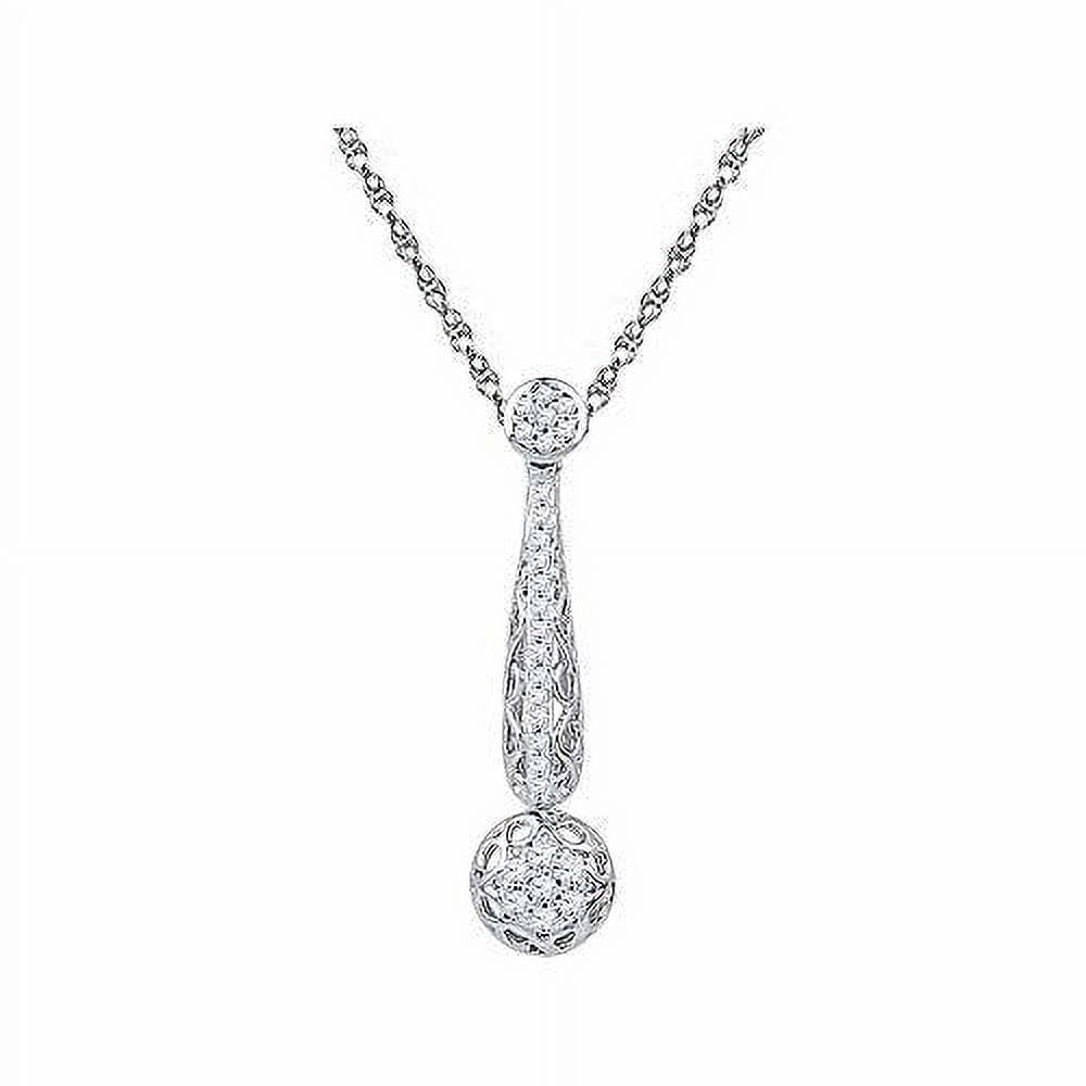 10kt White Gold Womens Round Diamond Drop Cluster Pendant 1/3 Cttw