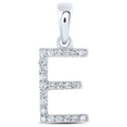 thumbnail image 1 of 10kt White Gold Womens Round Diamond E Initial Letter Pendant 1/10 Cttw, 1 of 1