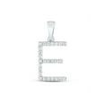 thumbnail image 1 of 10kt White Gold Womens Round Diamond E Initial Letter Pendant 1/5 Cttw, 1 of 2