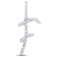 thumbnail image 1 of 10kt White Gold Womens Round Diamond F Initial Letter Pendant 1/8 Cttw, 1 of 1