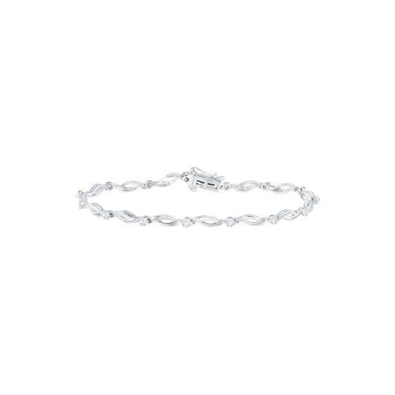 10kt White Gold Womens Round Diamond Fashion Bracelet 1/4 Cttw