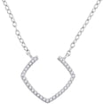 thumbnail image 1 of 10kt White Gold Womens Round Diamond Fashion Necklace 1/10 Cttw, 1 of 1