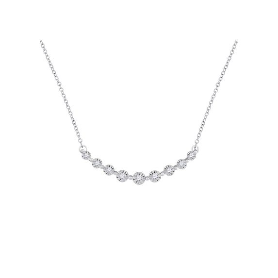 10kt White Gold Womens Round Diamond Fashion Necklace 1/5 Cttw