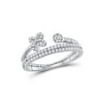 thumbnail image 1 of 10kt White Gold Womens Round Diamond Flower Bisected Stackable Band Ring 1/5 Cttw, 1 of 1