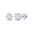 thumbnail image 1 of 10kt White Gold Womens Round Diamond Flower Cluster Earrings 1/4 Cttw, 1 of 1