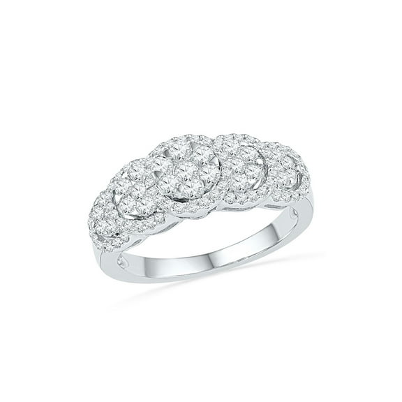 10kt White Gold Womens Round Diamond Flower Cluster Ring 5/8 Cttw
