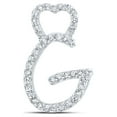 thumbnail image 1 of 10kt White Gold Womens Round Diamond G Heart Letter Pendant 1/8 Cttw, 1 of 1