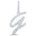thumbnail image 1 of 10kt White Gold Womens Round Diamond G Initial Letter Pendant 1/8 Cttw, 1 of 1