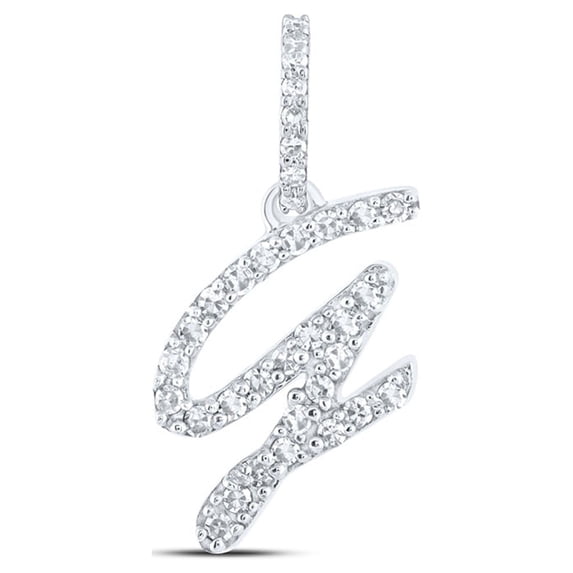 10kt White Gold Womens Round Diamond G Initial Letter Pendant 1/8 Cttw