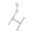 thumbnail image 1 of 10kt White Gold Womens Round Diamond H Initial Letter Pendant 1/10 Cttw, 1 of 1