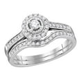 thumbnail image 1 of 10kt White Gold Womens Round Diamond Halo Bridal Wedding Engagement Ring Band Set 1/3 Cttw, 1 of 2