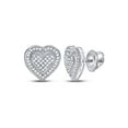 thumbnail image 1 of 10kt White Gold Womens Round Diamond Heart Earrings 1/4 Cttw, 1 of 1