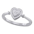 thumbnail image 1 of 10kt White Gold Womens Round Diamond Heart Frame Cluster Ring 1/10 Cttw, 1 of 1