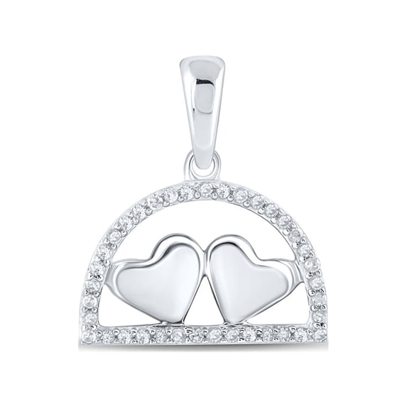 10kt White Gold Womens Round Diamond Heart Pendant 1/10 Cttw