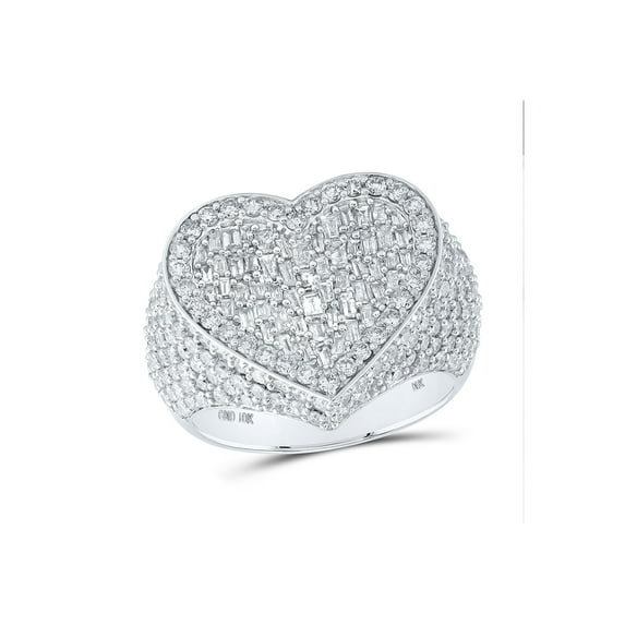 10kt White Gold Womens Round Diamond Heart Ring 2-3/4 Cttw