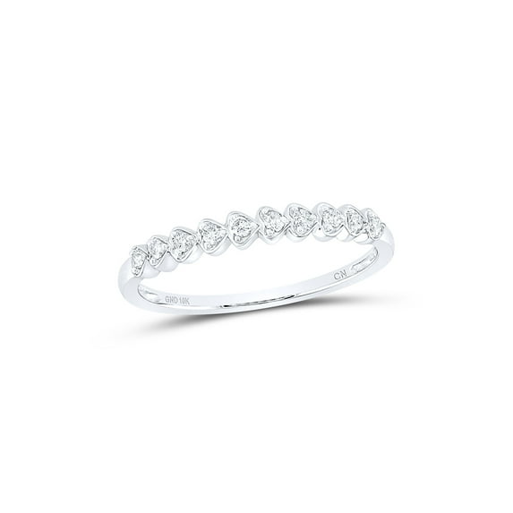 10kt White Gold Womens Round Diamond Heart Stackable Band Ring 1/10 Cttw