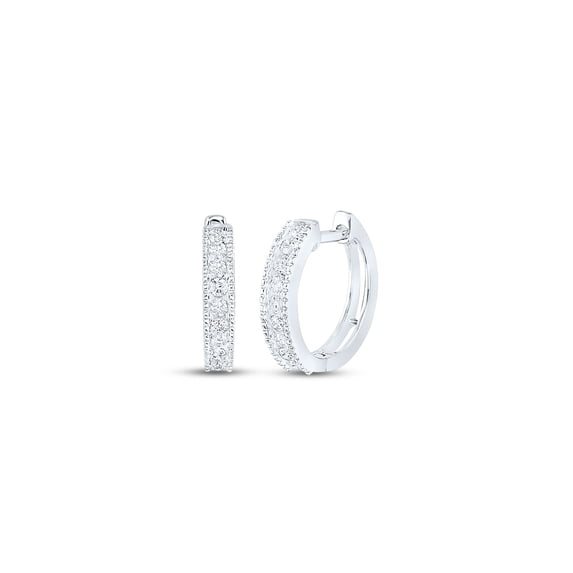 10kt White Gold Womens Round Diamond Hoop Earrings 1/4 Cttw