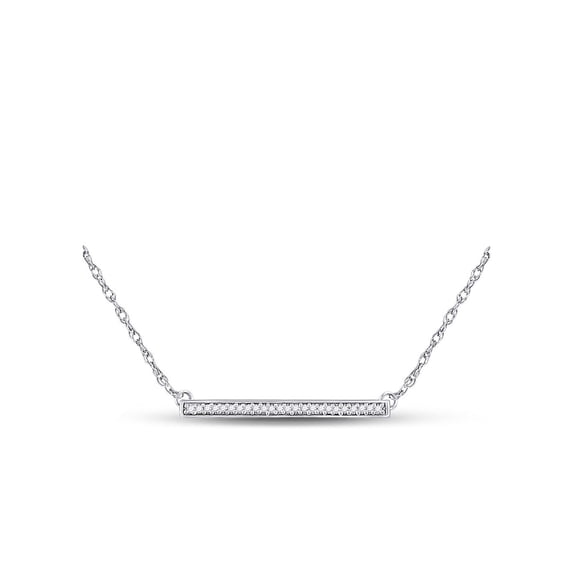 10kt White Gold Womens Round Diamond Horizontal Bar Pendant Necklace 1/10 Cttw