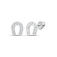 thumbnail image 1 of 10kt White Gold Womens Round Diamond Horseshoe Earrings 1/20 Cttw, 1 of 1
