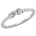 thumbnail image 1 of 10kt White Gold Womens Round Diamond Infinity Knot Stackable Ring 1/10 Cttw, 1 of 1