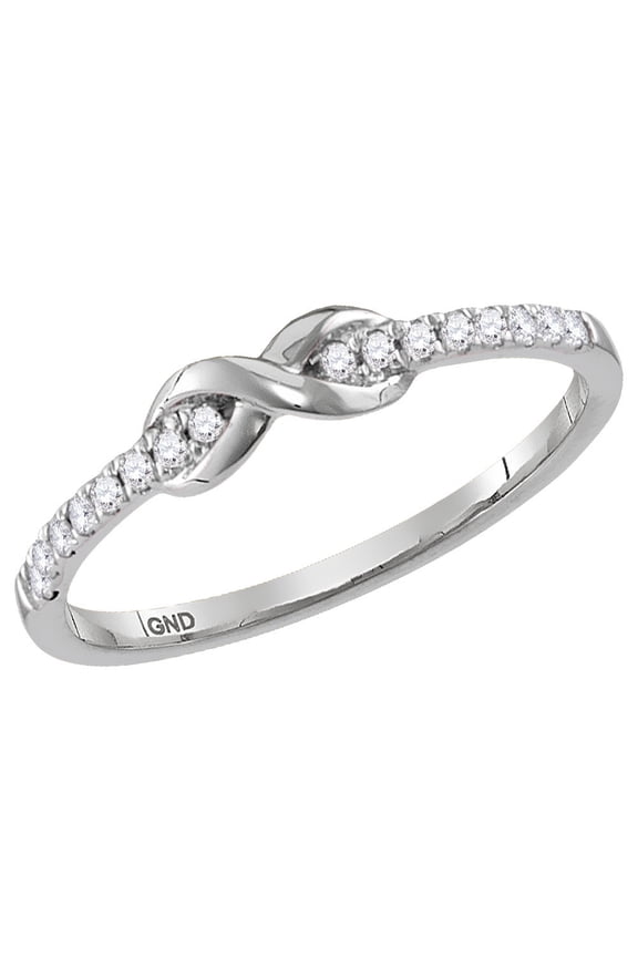 10kt White Gold Womens Round Diamond Infinity Knot Stackable Ring 1/10 Cttw