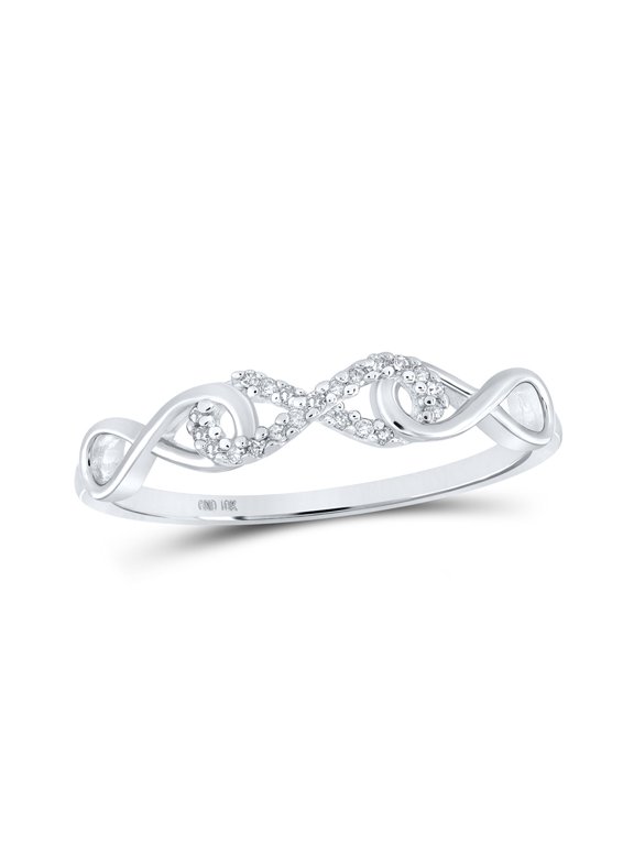 10kt White Gold Womens Round Diamond Infinity Ring 1/20 Cttw