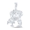 thumbnail image 1 of 10kt White Gold Womens Round Diamond Kiss Couple Heart Pendant 1/20 Cttw, 1 of 1