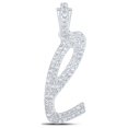 thumbnail image 1 of 10kt White Gold Womens Round Diamond L Cursive Initial Letter Pendant 3/8 Cttw, 1 of 1