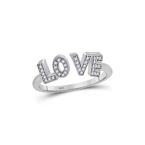 10kt White Gold Womens Round Diamond Love Fashion Ring 1/10 Cttw