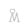 thumbnail image 1 of 10kt White Gold Womens Round Diamond M Heart Letter Pendant 1/6 Cttw, 1 of 1