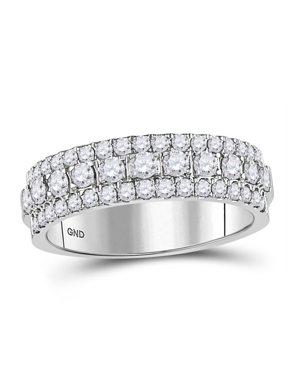 10kt White Gold Womens Round Diamond Machine Set Band Ring 1 Cttw