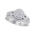 thumbnail image 1 of 10kt White Gold Womens Round Diamond Milgrain Twist Bridal Wedding Engagement Ring Band Set 3/8 Cttw, 1 of 1