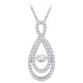 thumbnail image 1 of 10kt White Gold Womens Round Diamond Moving Twinkle Solitaire Teardrop Pendant 3/4 Cttw, 1 of 1