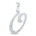 thumbnail image 1 of 10kt White Gold Womens Round Diamond O Initial Letter Pendant 1/8 Cttw, 1 of 1
