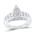 thumbnail image 1 of 10kt White Gold Womens Round Diamond Oval Cluster Bridal Wedding Engagement Ring 1/2 Cttw, 1 of 1