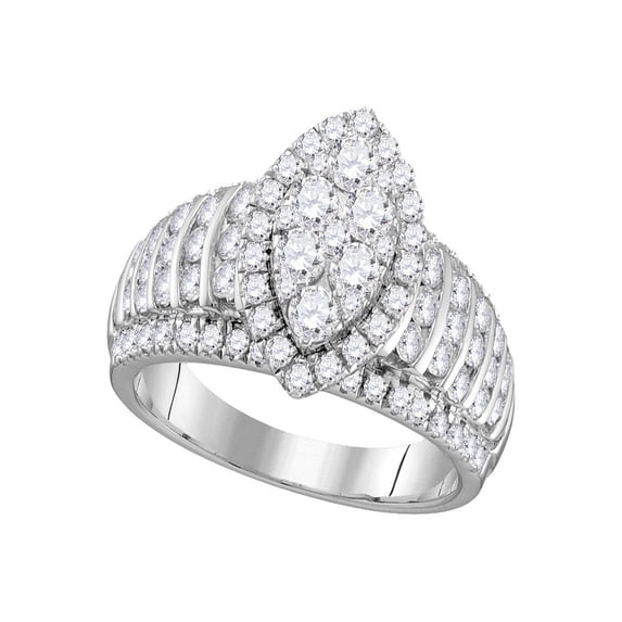 10kt White Gold Womens Round Diamond Oval Cluster Ring 1-7/8 Cttw