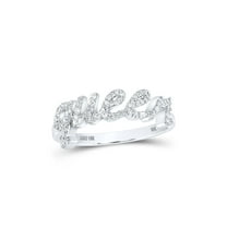 10kt White Gold Womens Round Diamond QUEEN Band Ring 1/5 Cttw