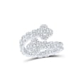 thumbnail image 1 of 10kt White Gold Womens Round Diamond Quatrefoil Cuff Band Ring 1 Cttw, 1 of 1